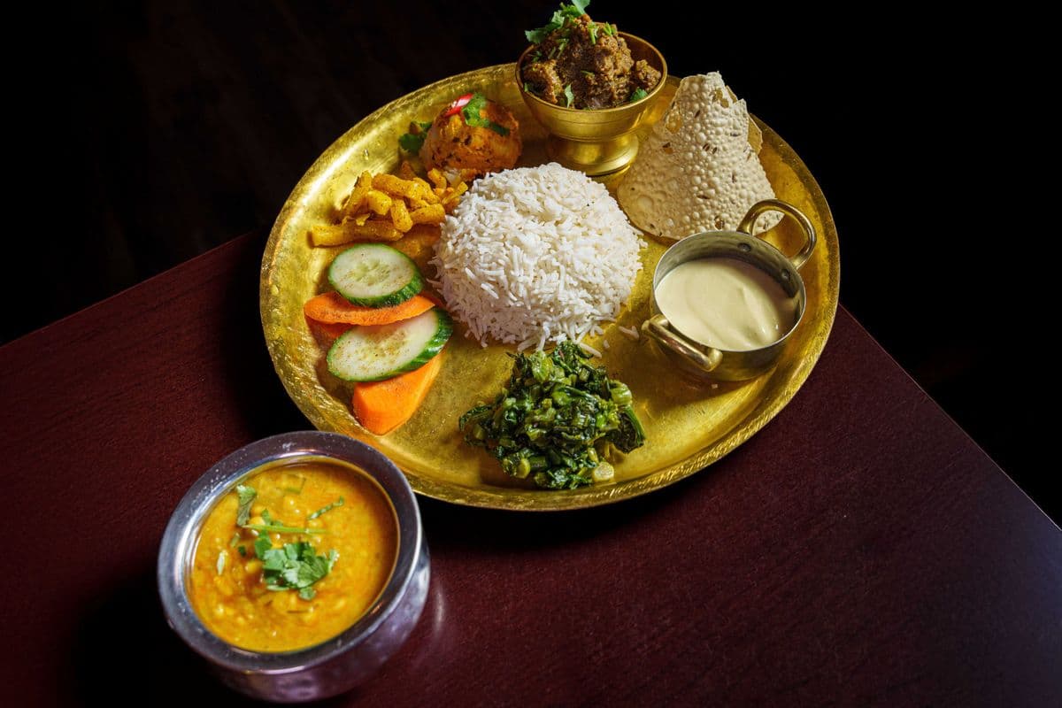Nepali Non Veg Thali Set with Goat Curry (Masu Bhat)