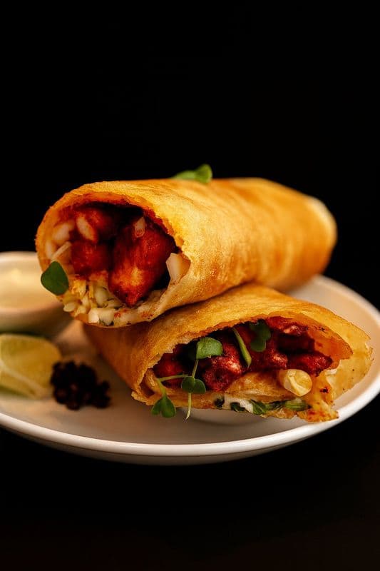 Chicken Keema dosa wrap / Wrap Dosa au Poulet Haché