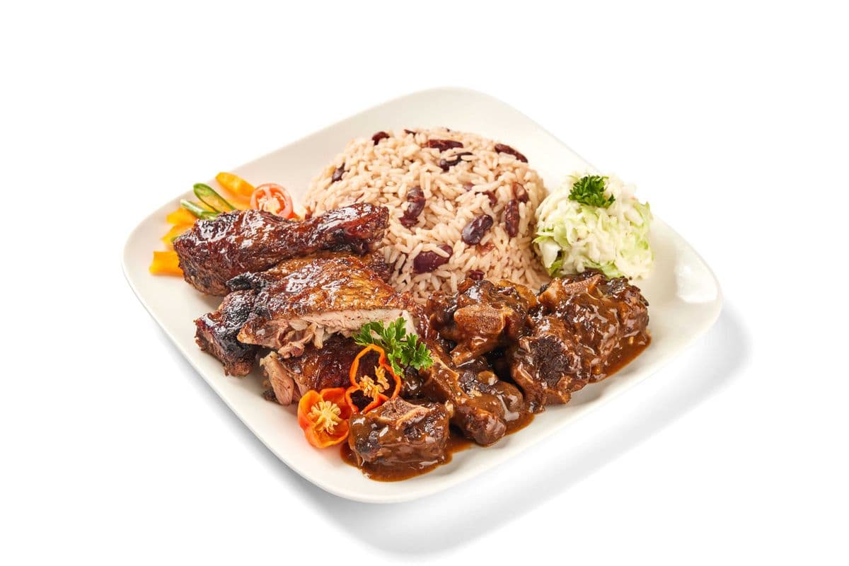 Jerk Chicken and Oxtail Meal