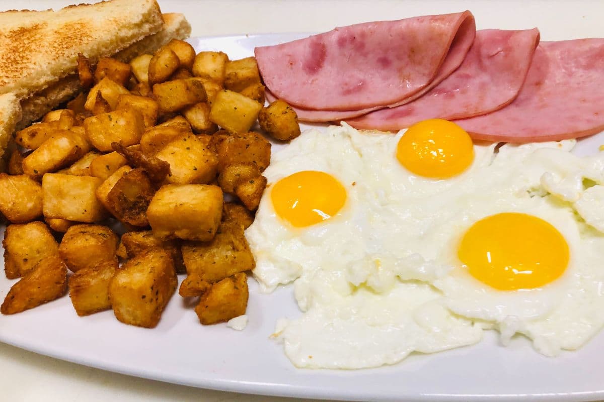 4. Ham, Eggs, Toast, and Home Fries