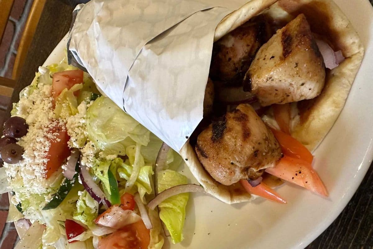 Chicken Souvlaki on Pita