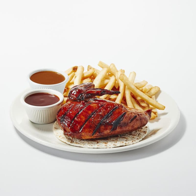 Repas quart de poulet poitrine saveur BBQ aux pommes / Quarter chicken breast  apple BBQ flavored