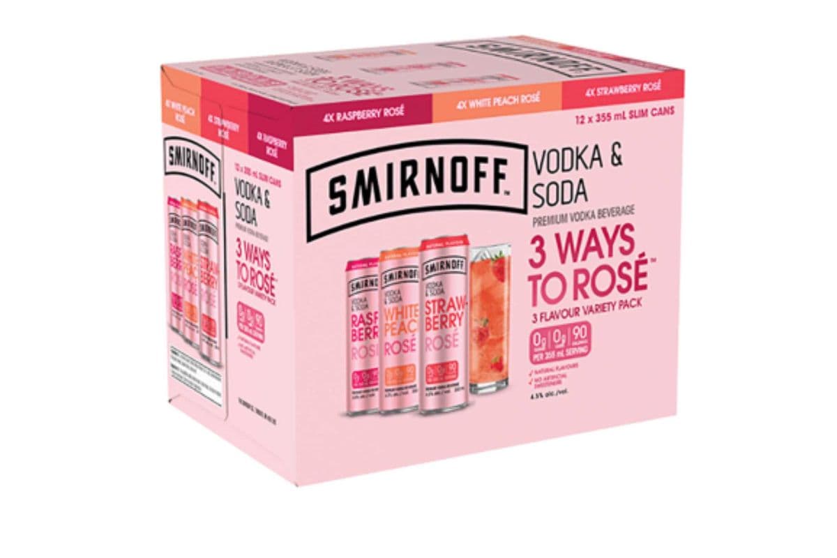 SMIRNOFF VODKA & SODA ROSE VARIETY PACK (12 x 355ml)