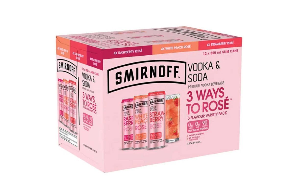 SMIRNOFF VODKA & SODA ROSE VARIETY (12 PACK) (12 x 355ML CAN)