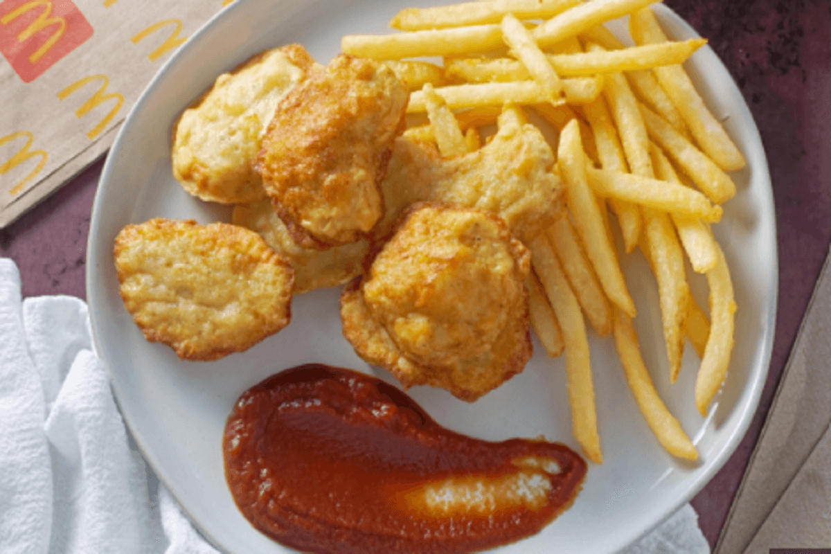 Deep-Fried Chicken Nuggets with French Fries