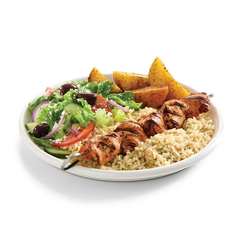 Spicy Chicken Souvlaki Plate / Assiette de souvlaki au poulet épicé