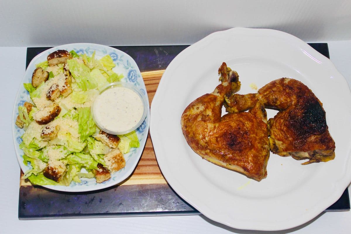 2xChicken Leg quarters and Caesar Salad