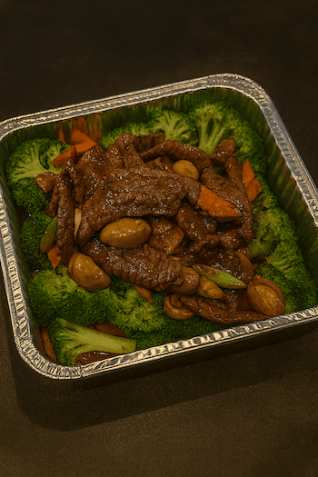 Platter Stir Fried Broccoli w/ (Chicken/Beef) / 歡樂餐 百加利(雞/牛)