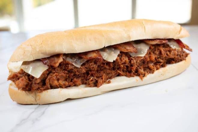 Pulled Pork and Bacon Sandwich