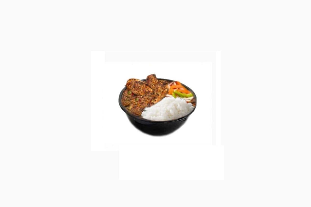 Jerk Chicken with Rice and Steamed Veggies