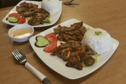 305. BBQ Lemongrass Chicken Chop and BBQ Lemongrass Pork on Rice