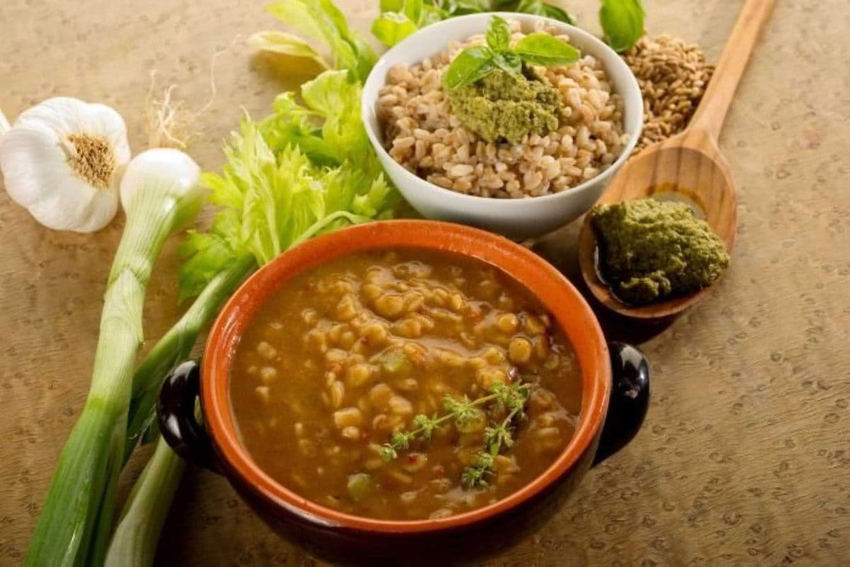Beef barley soup.