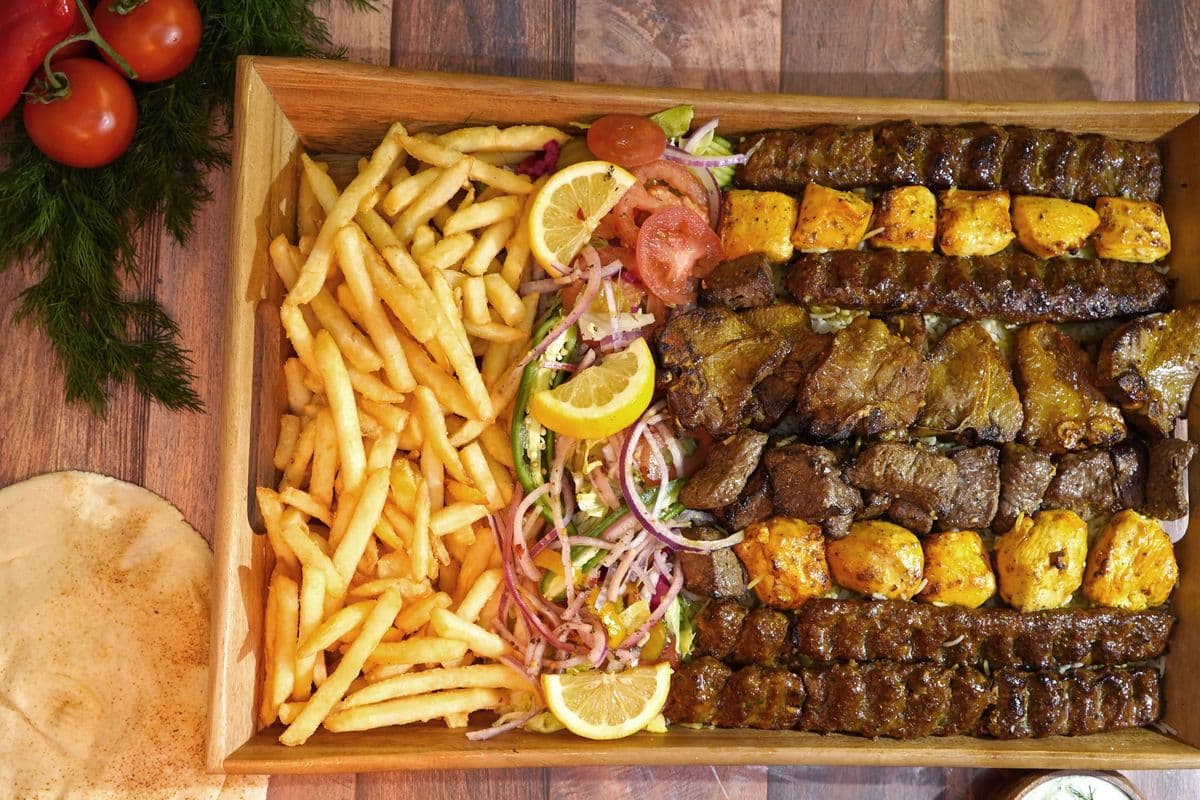 family grilled kebab plater