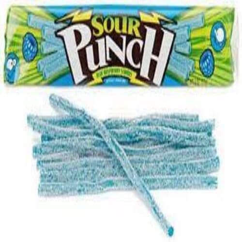 Sour Punch Pastilles Framboises Bleue 57g/ Sour Punch Straws Blue Raspberry  57g