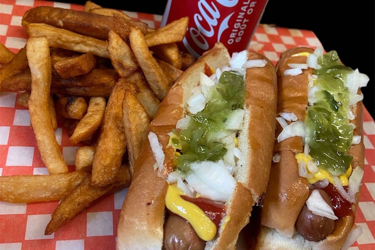 Combo Number One - Two Hot Dogs, Fries, and Canned Drink