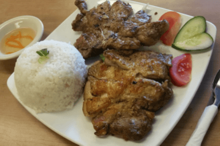304. BBQ Lemongrass Chicken and Pork Chop on Rice