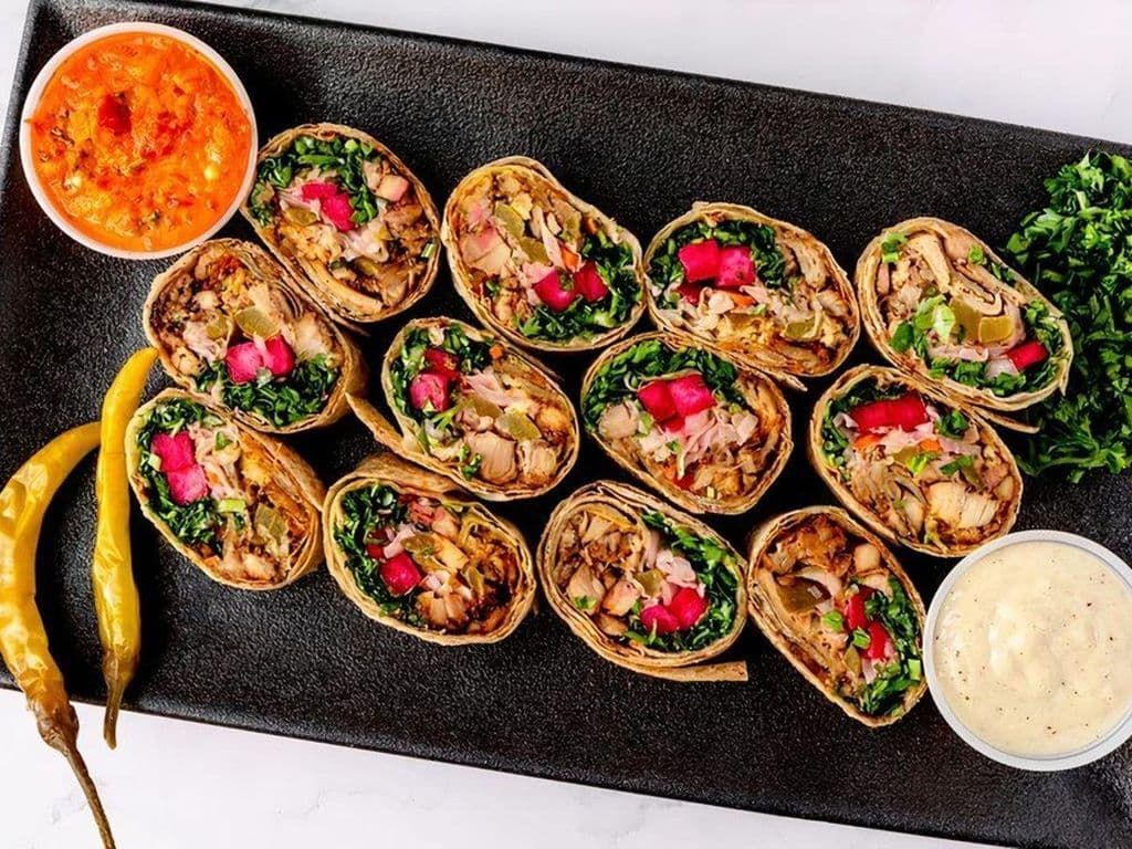 Chicken Shawarma Saj Rolls