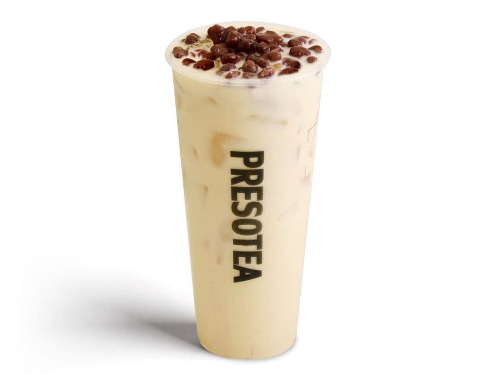 Japanese Genmaicha Milk Tea with Red Bean