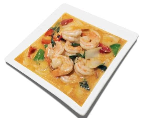 18b. Crevettes au cari rouge avec riz / Red Curry Shrimp with rice / 红咖喱虾