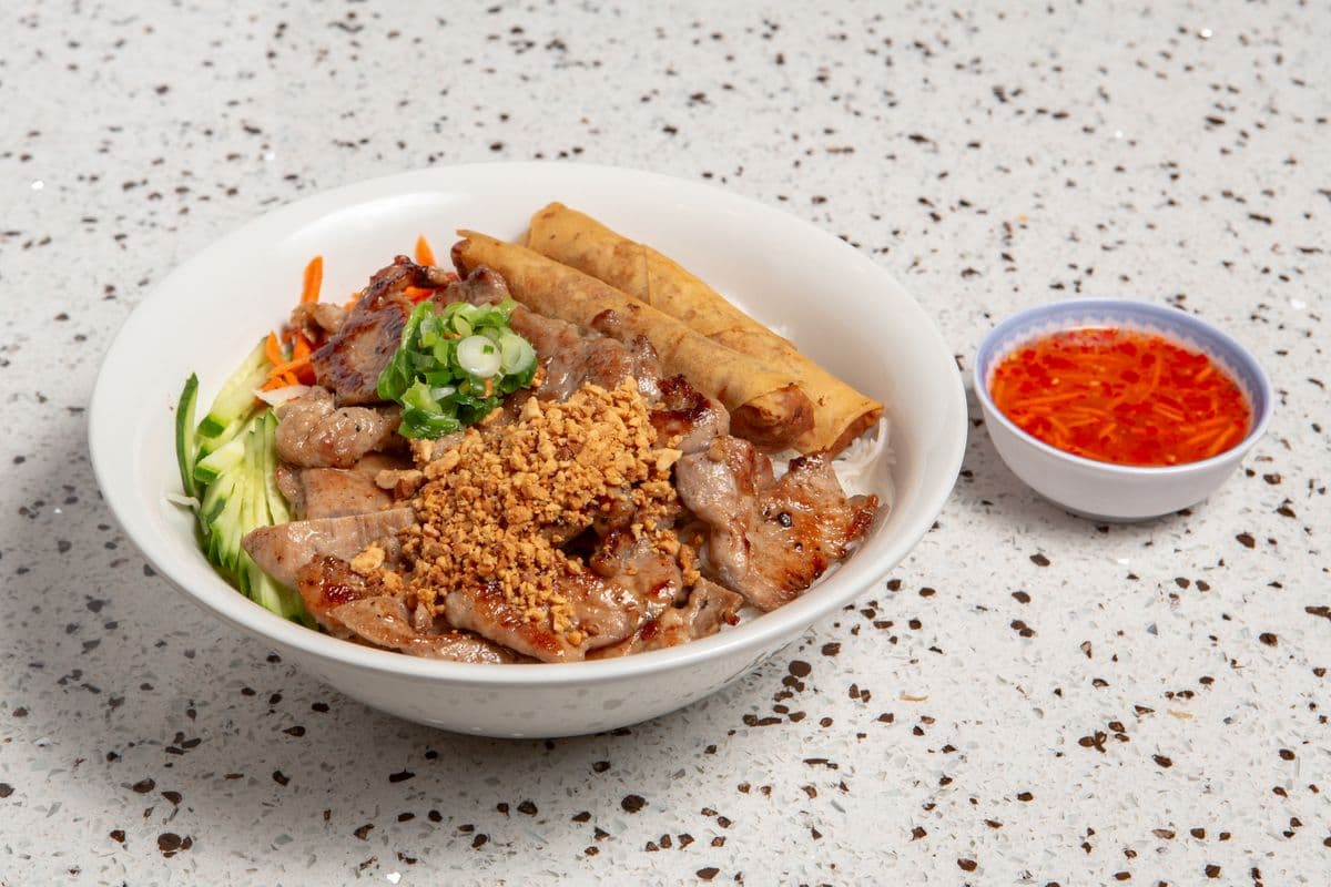 42. Grilled Beef or Pork and Spring Roll on Vermicelli