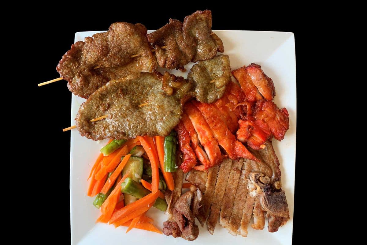 11. Grilled Chicken, Beef Kabobs, and Grilled Pork Chop