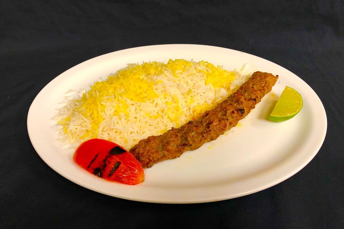 12. Saffron rice with One Skewer Beef Shamie Kabab