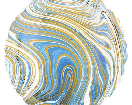 18" Round Shape Foil Balloon - Marble blue
