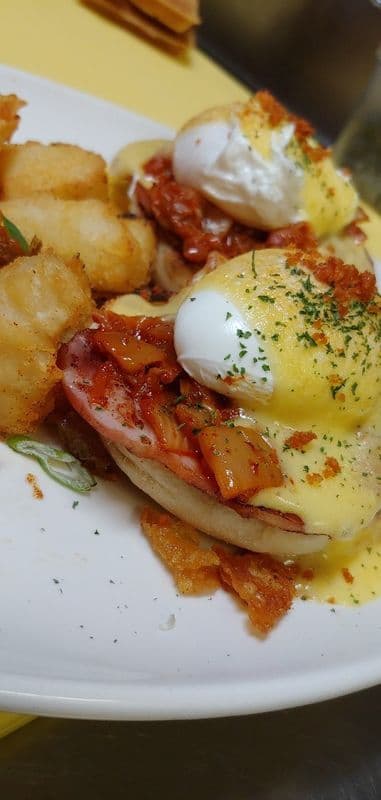 Kimchi and Ham Benedict