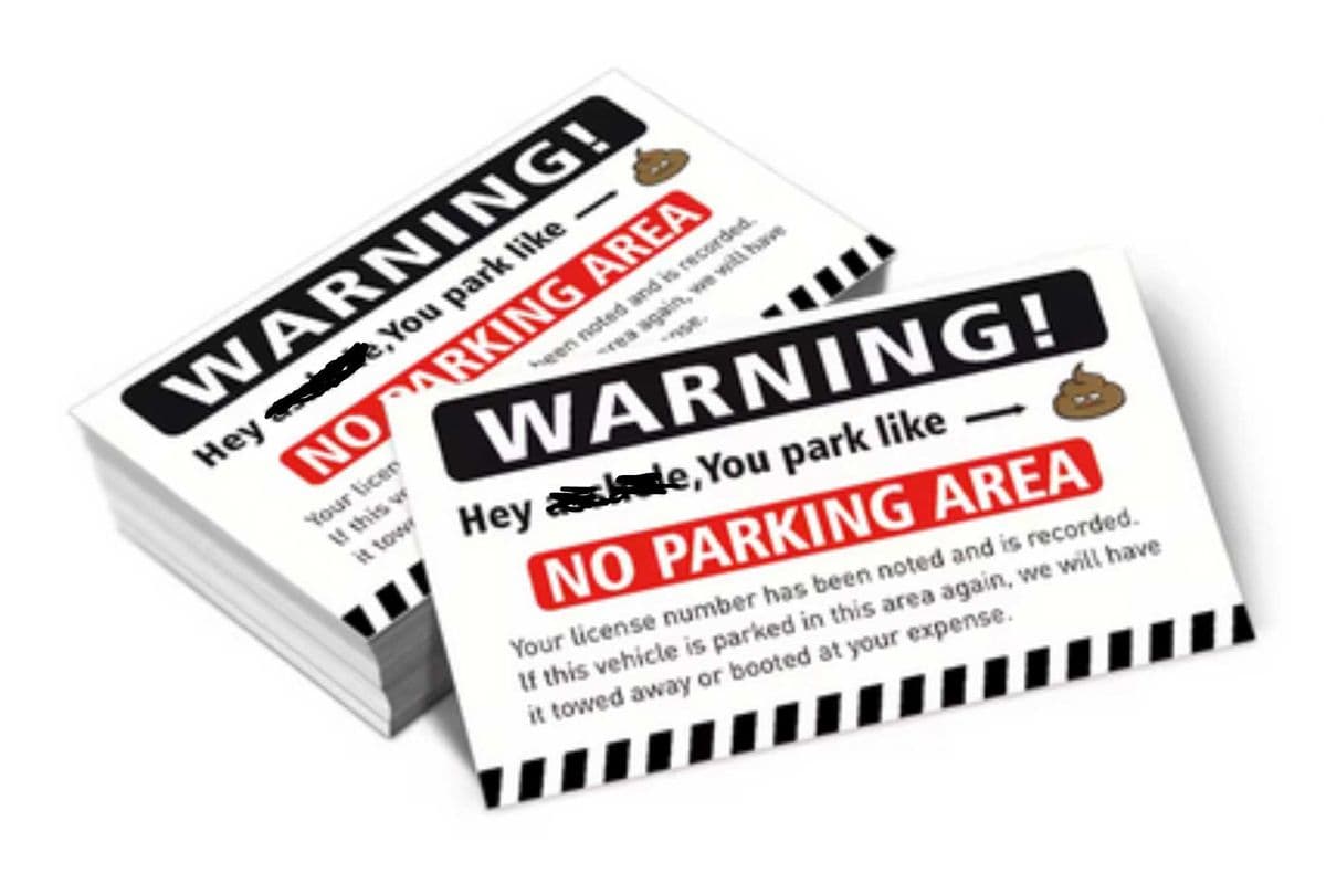 No Parking Area Cards - 5 Cards