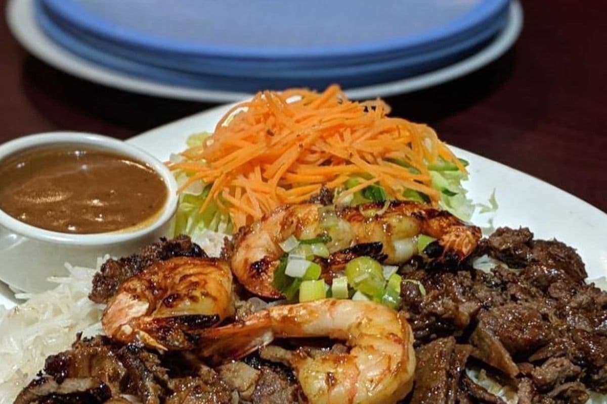 50. Combo Platter of Grilled Prawns, Chicken, and Beef