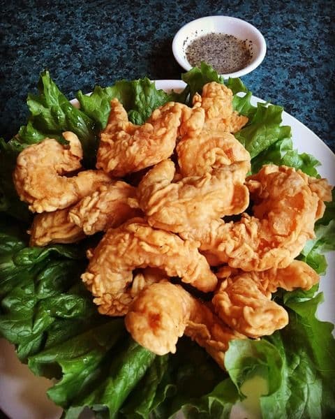 77. Fried Salted Shrimp with Lemon Pepper Sauce