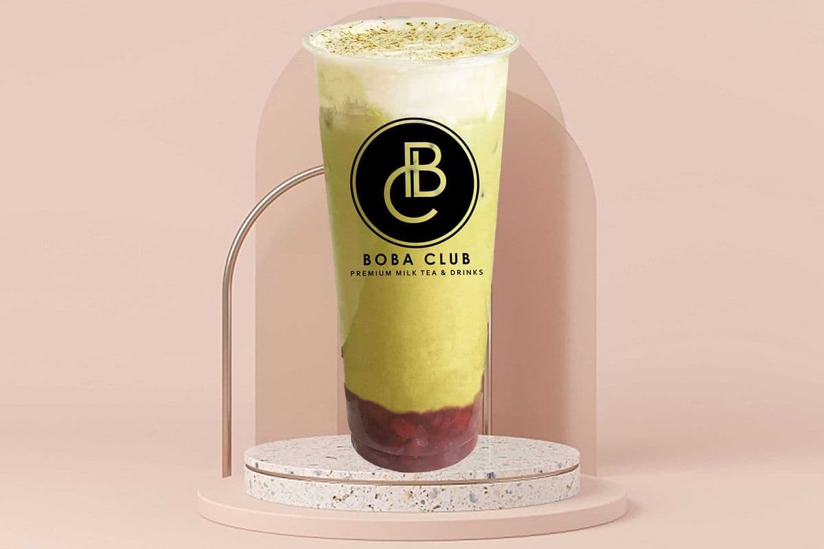 #5. Matcha Milk Tea with Red Bean and Sea Salt Cream (ONE SIZE)