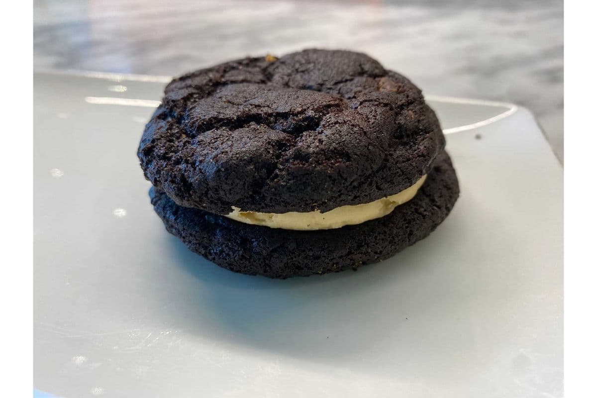 Mini Brownie Cookie Sandwich with Espresso Cream