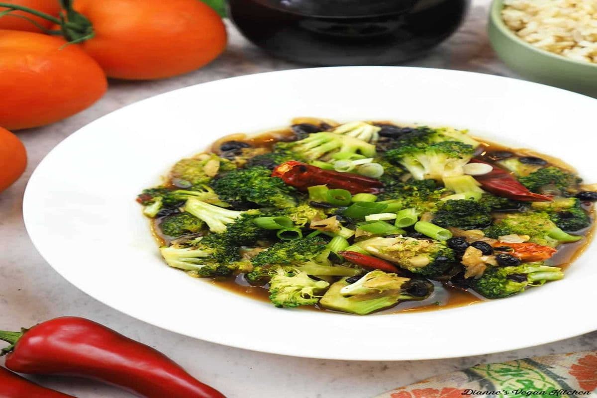 90. Pea Pods and Broccoli In Black Bean Sauce