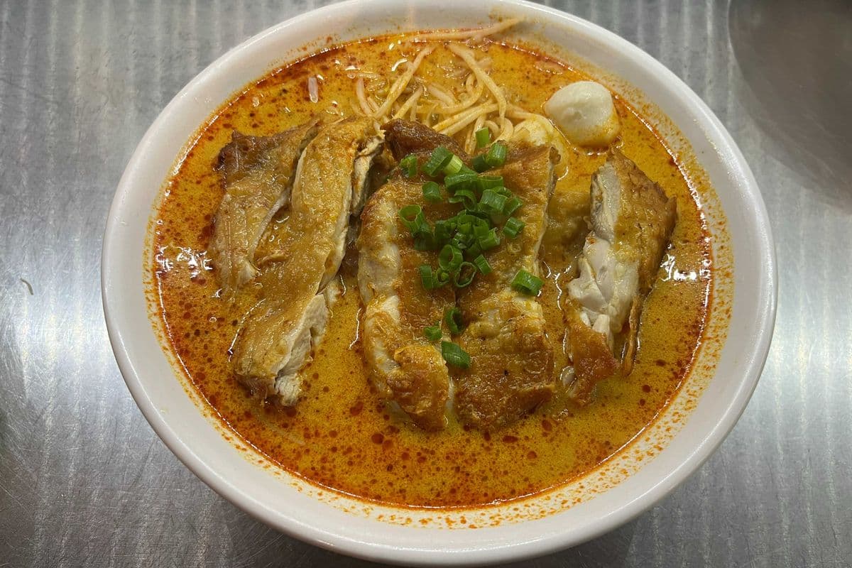 Singaporean Laksa Chicken in Noodle Soup