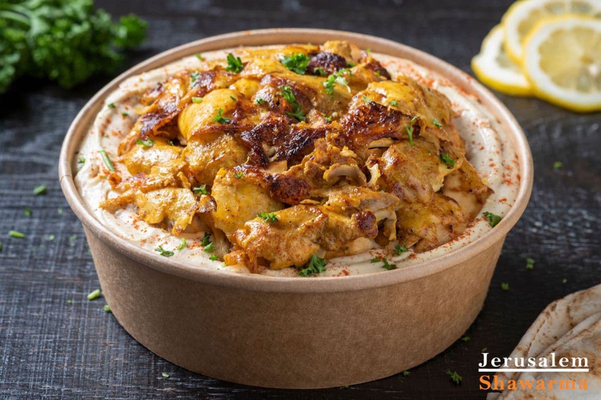 Hummus with Chicken Shawarma Bowl