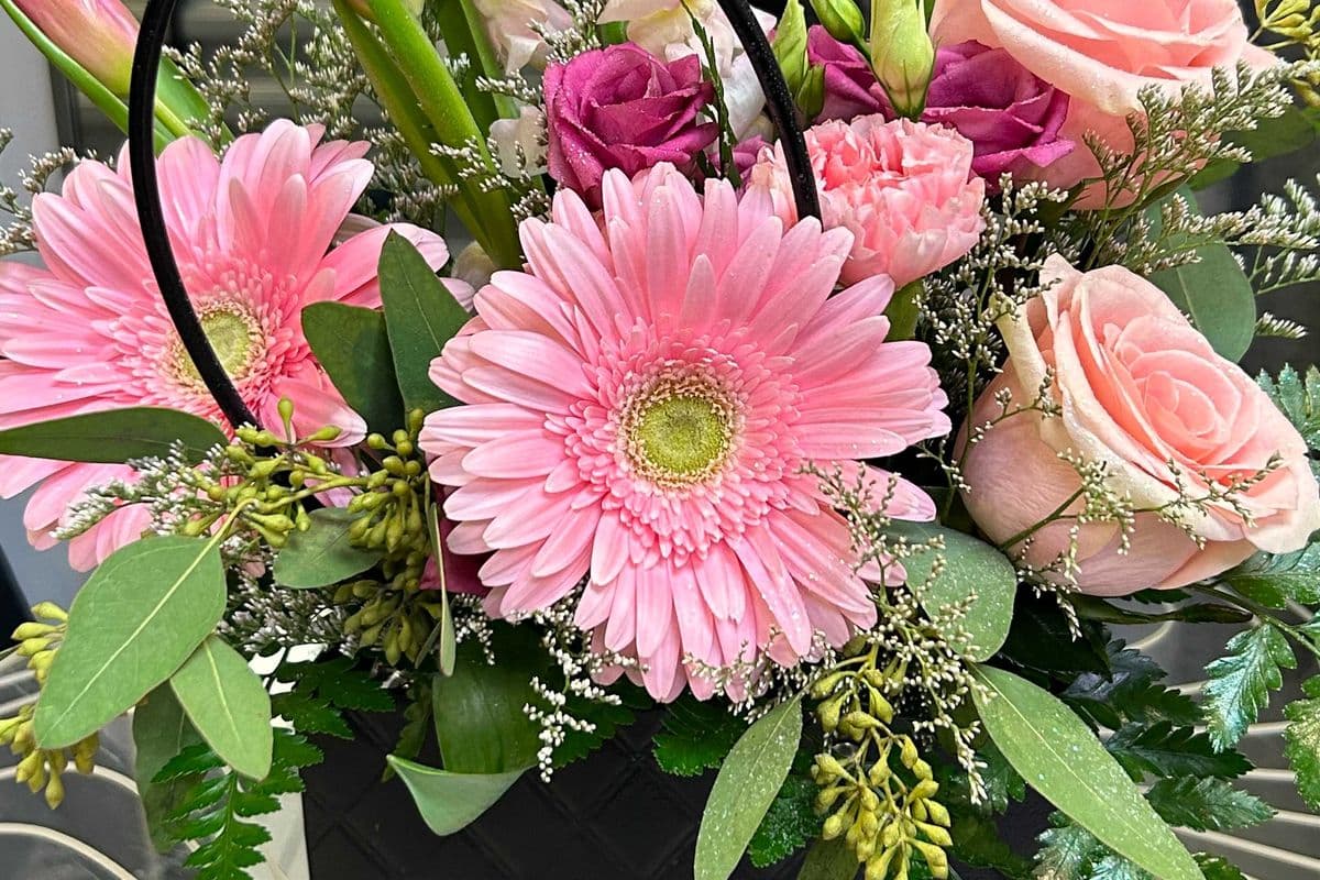 Pink garden in purse.