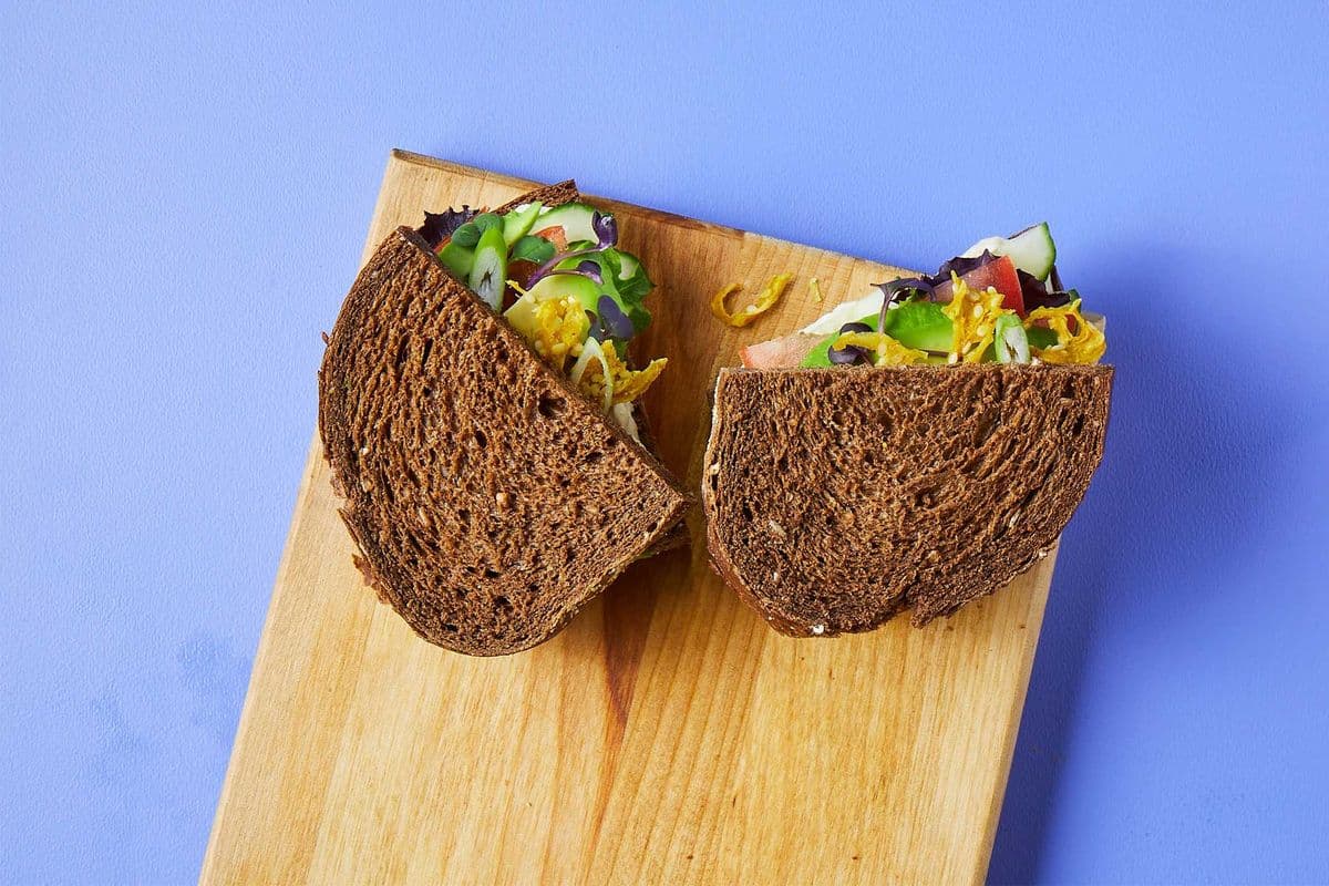 Creamy Hummus Stacked Veggie Sandwich