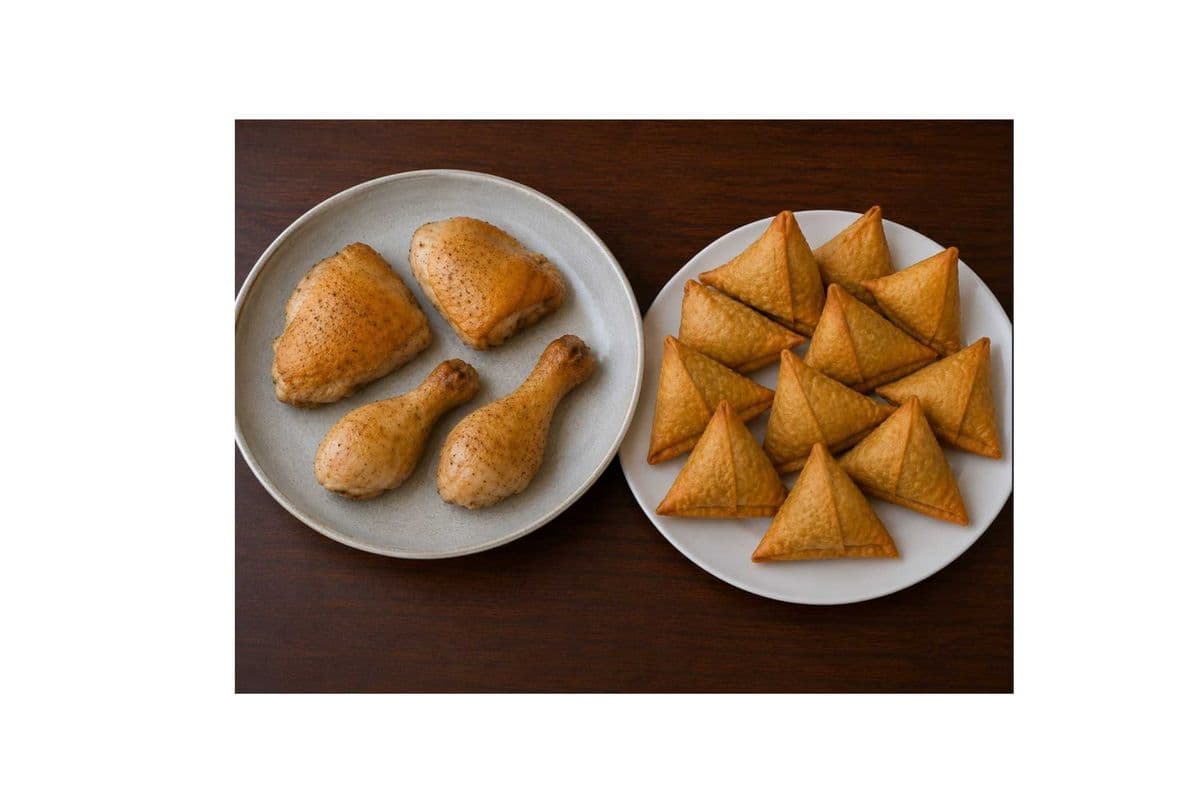 Butter Chicken (4 pieces) and 12 Samosas