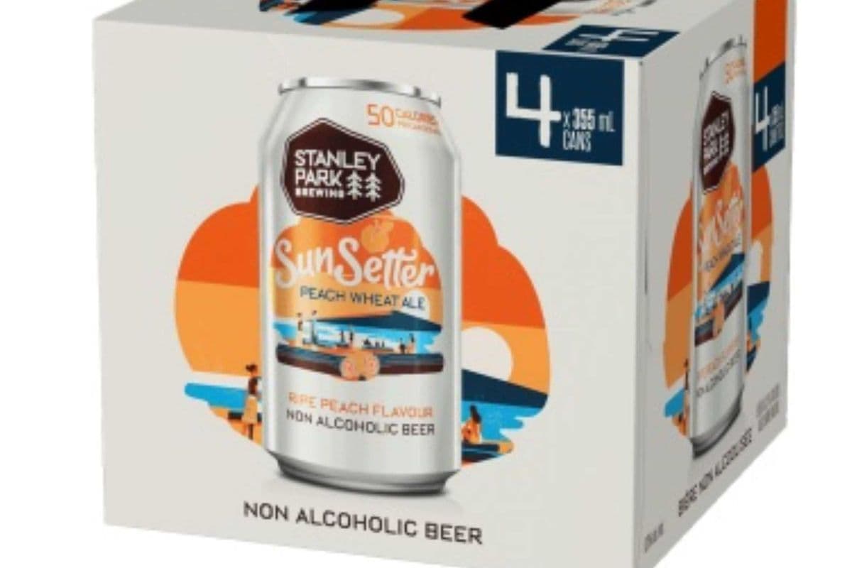 Stanley Park Brew. Sun Setter Peach Wheat Ale Non Alcoholic Beer - 4x355 ml