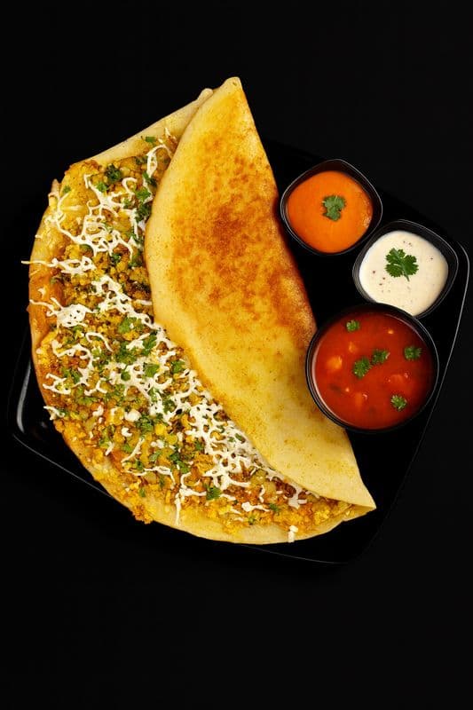 Chilli Cheese Garlic Masala Dosa / Dosa Masala Piment Fromage Ail