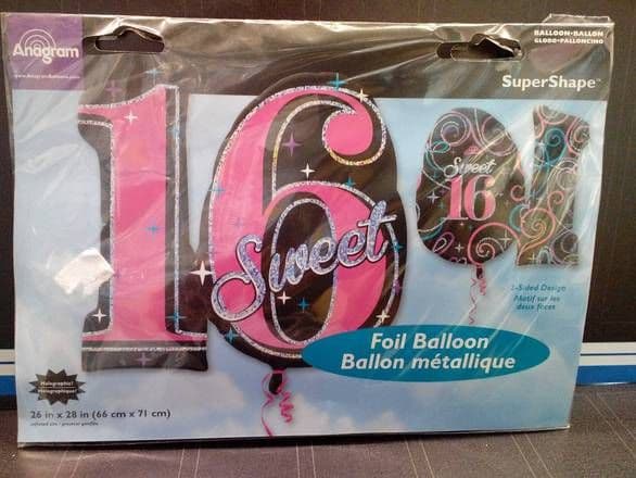 26"x28" Foil Balloon (Sweet 16)