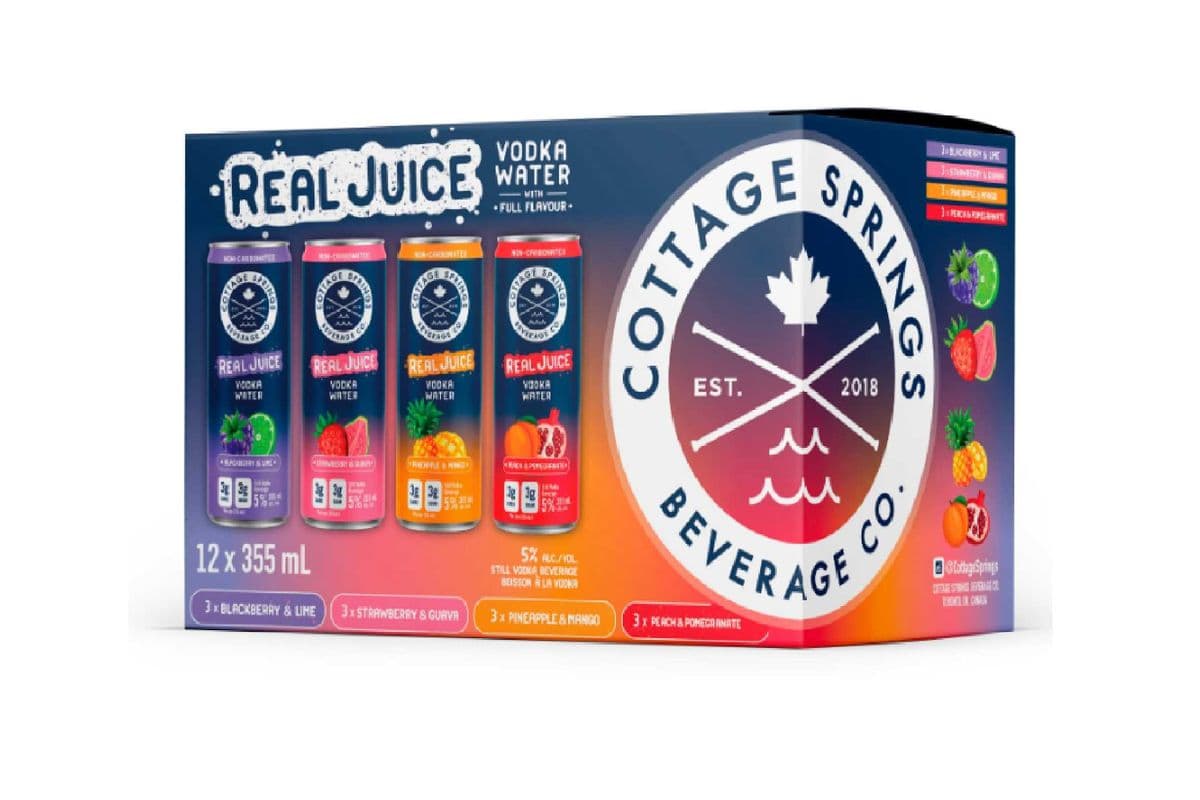 Cottage Springs Vodka Water Variety - Real Juice - Can 355ml Sleek- 12 Pack (12 x 355 ml)