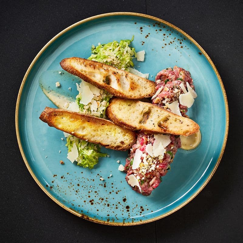 Caesar-style beef tartare