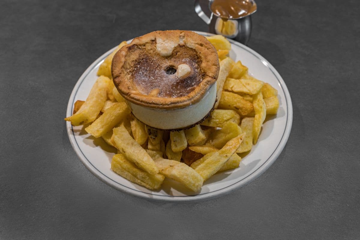 Steak and Kidney Pie with Chips