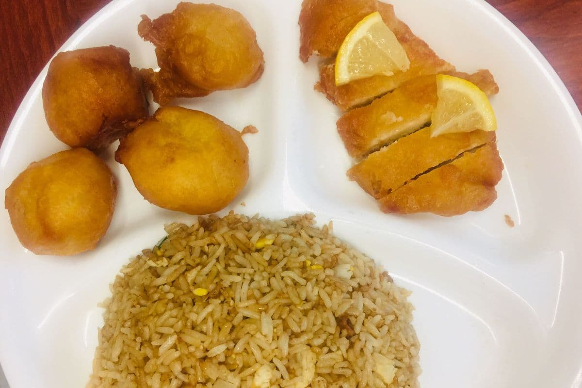 Combo No 8. Chicken Fried Rice, Chicken Balls (4 pcs), and Lemon Chicken