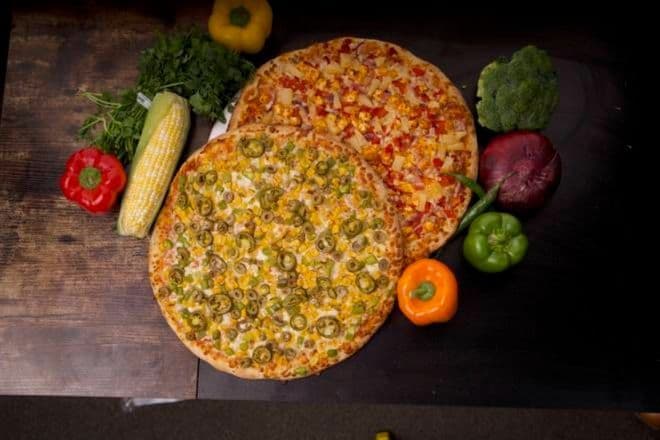 Extra-Large Mr. Singh's Double Three-Topping Pizza with Two Dipping Sauces