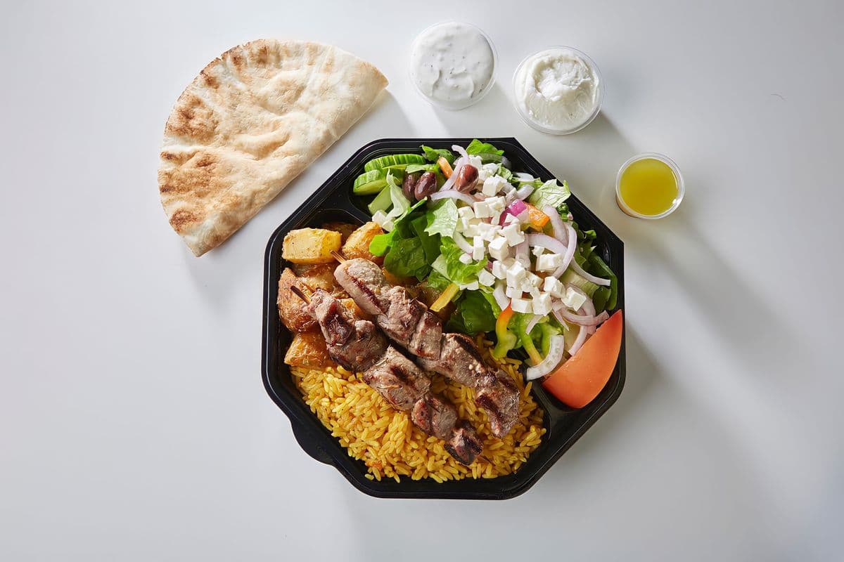 Beef Souvlaki Greek Plate