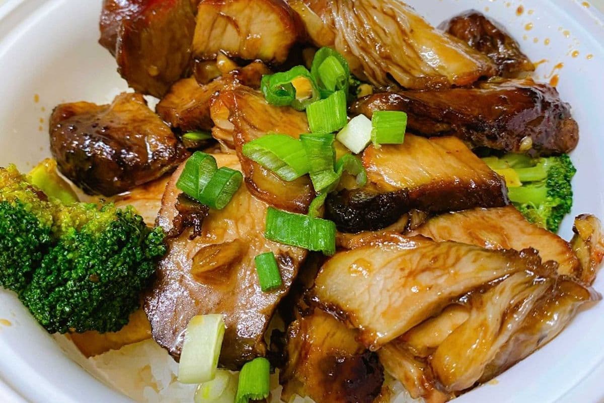 7. Honey Garlic BBQ Pork on Steamed Rice