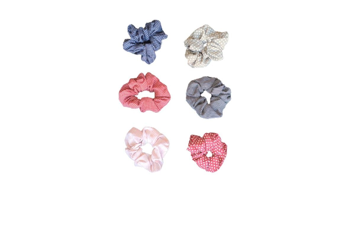 Jumbo Sized Hair Scrunchies (Navy Blue Plaid)